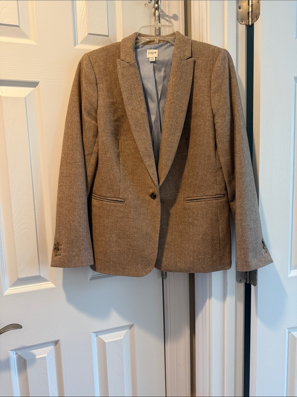 J. Crew Brown Herringbone Wool-Blend Blazer